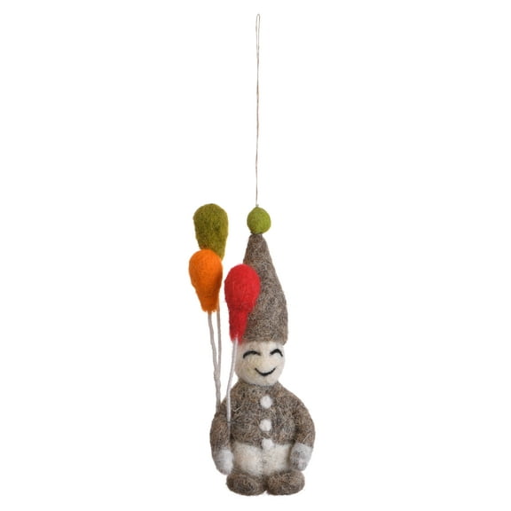 De Kulture Works Wool Felt Elf Balloon Boy Eco Friendly Needle Felted Christmas Xmas Tree Decoration Stuffed Ornament, 2X2X6 LWH inches