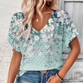thumbnail image 5 of YOIAVAIOY Women's V Neck Short Sleeve T Shirts Lightweight Floral Printed Blouses Summer Casual Loose Dressy Outfits Multicolor L, 5 of 7
