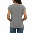 thumbnail image 5 of Enjoytime Shirts for Women Solid Color Pleated Round Neck Short Sleeve Blouses Business Business Work Work Tops Gray M, 5 of 7
