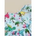 thumbnail image 6 of Nygoyerh Little Girls Summer Dress Toddler Girl Dinosaur Print Fly Sleeve Crew Neck A-line Dress Kids Casual Party Dress for Daily Vacation 1T 2T 3T 4T 5T 6T, 6 of 7