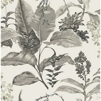 Kenneth James Maui White Botanical Wallpaper, 20.5-in by 33-ft, 56.4 sq. ft