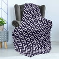 thumbnail image 4 of Navy Blue Soft Flannel Fleece Blanket, Navy Blue Color Background with Zig Zag Patterned Modern Design Artwork, Cozy Plush for Indoor and Outdoor Use, 70" x 90", Navy Blue and White, by Ambesonne, 4 of 5
