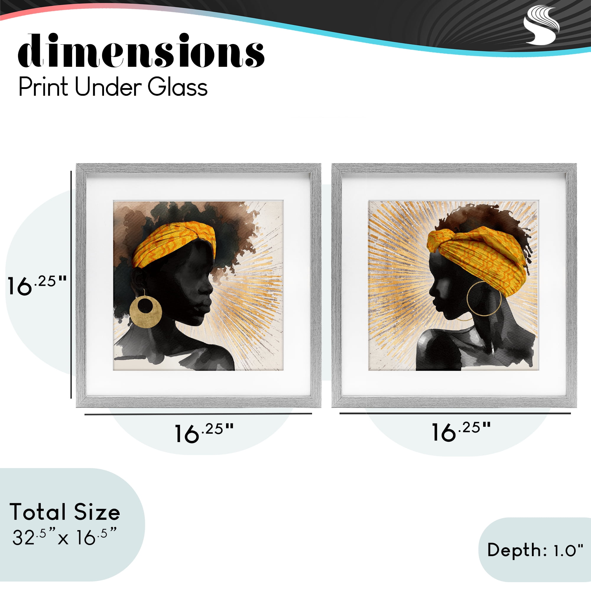 Stupell Industries Radiant Portraits Of Women 2 Piece Gray Framed Print Under Glass Set, design by CAD Designs