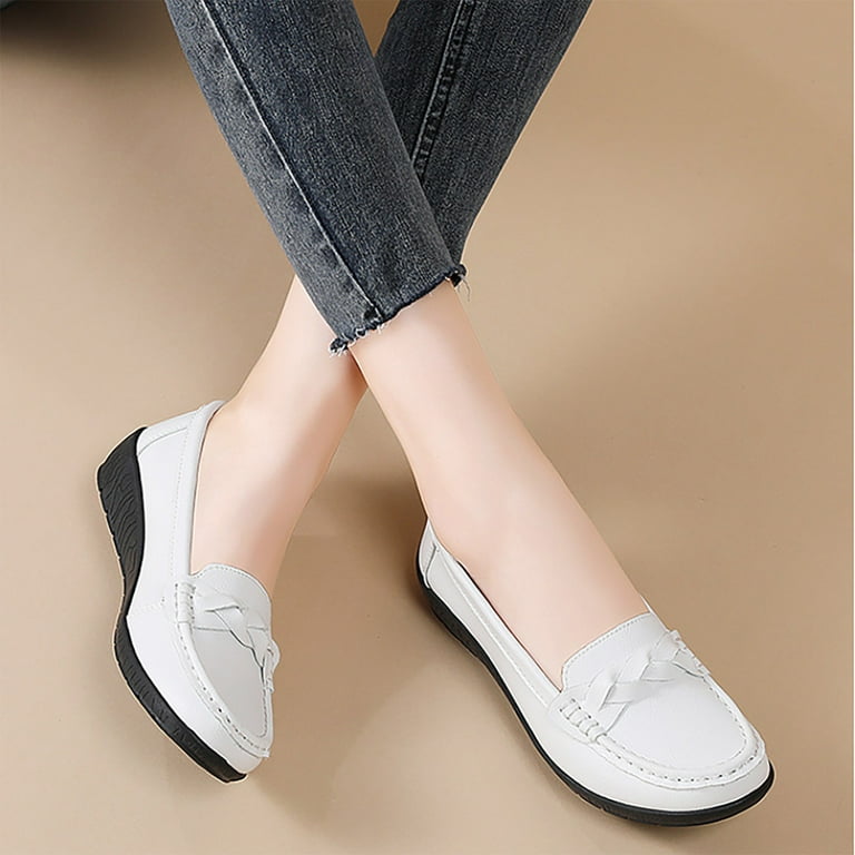 GEZHEN Spring And Autumn Nurse Shoes Casual Flat Heel Women s Beanie Mother s Tendon Sole Soft Orthopedic Breathable Woven Go Walking Slip On Foam