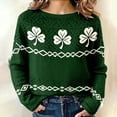 thumbnail image 2 of Women's Oversized Sweaters 2026 St. Patrick's Day Shamrock Graphic Knit Sweatshirts Long Sleeve Round Neck Y2k Spring Tops, 2 of 5