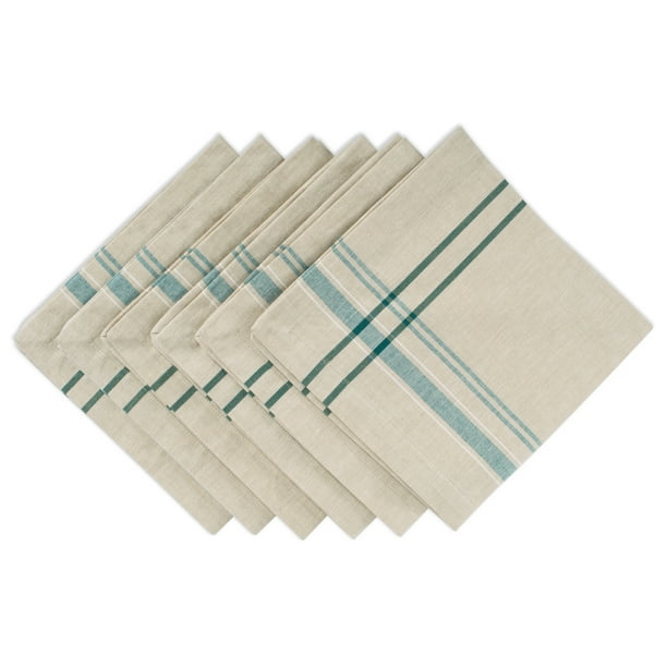 DII Teal French Stripe Napkin (Set of 6), 20x20", 100 Cotton