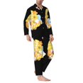 thumbnail image 2 of Naloa Bee Happy Sunflower Gnomes Men’s Pajamas Set - Long Sleeve Button Down Sleep Shirt and Pajama Bottoms Sleepwear Set-XX-Large, 2 of 7