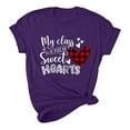 thumbnail image 4 of ICHUANYI Women's T-shirt Valentine's Day Letter Print Shirts Short Sleeve Crew Neck Tops Cloth New Trending, 4 of 5