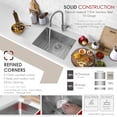 thumbnail image 3 of Stylish Undermount 25" Stainless Steel Single Bowl Kitchen Sink with Grid & Strainer S-312XG, 3 of 11