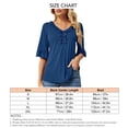 thumbnail image 2 of Camisa elegante holgada de media manga azul para mujer Camiseta de verano con cuello en V y volantes, 2 of 2