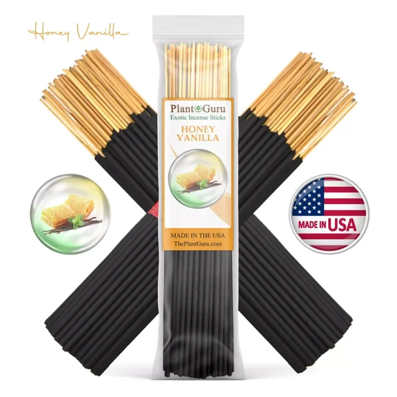 Honey Vanilla Incense Sticks 7" Bulk - 1 Bundle 85 to 100 Sticks - Smooth and Clean Long Burn Time, 30 to 45 Minutes.