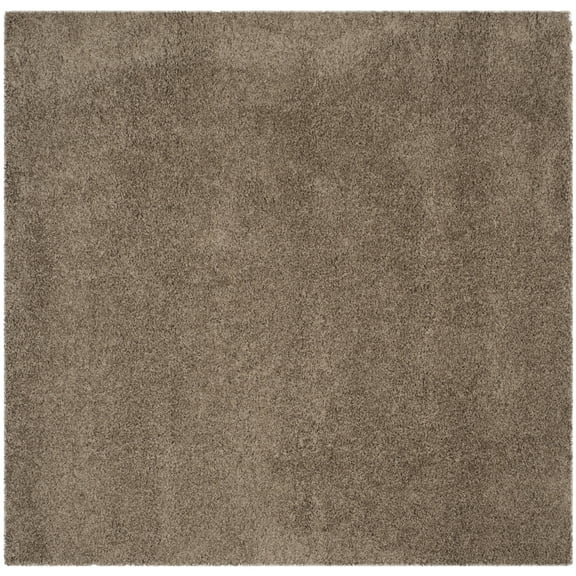 SAFAVIEH Laguna Neven Plush Solid Shag Area Rug, Taupe, 6'7" x 6'7" Square