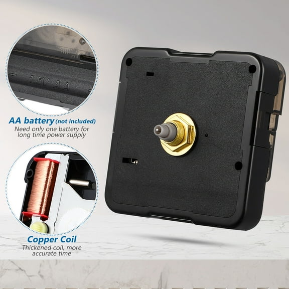 Clock Movement Quartz Clock Movement Black Plastic 1Set Silent Battery Operated