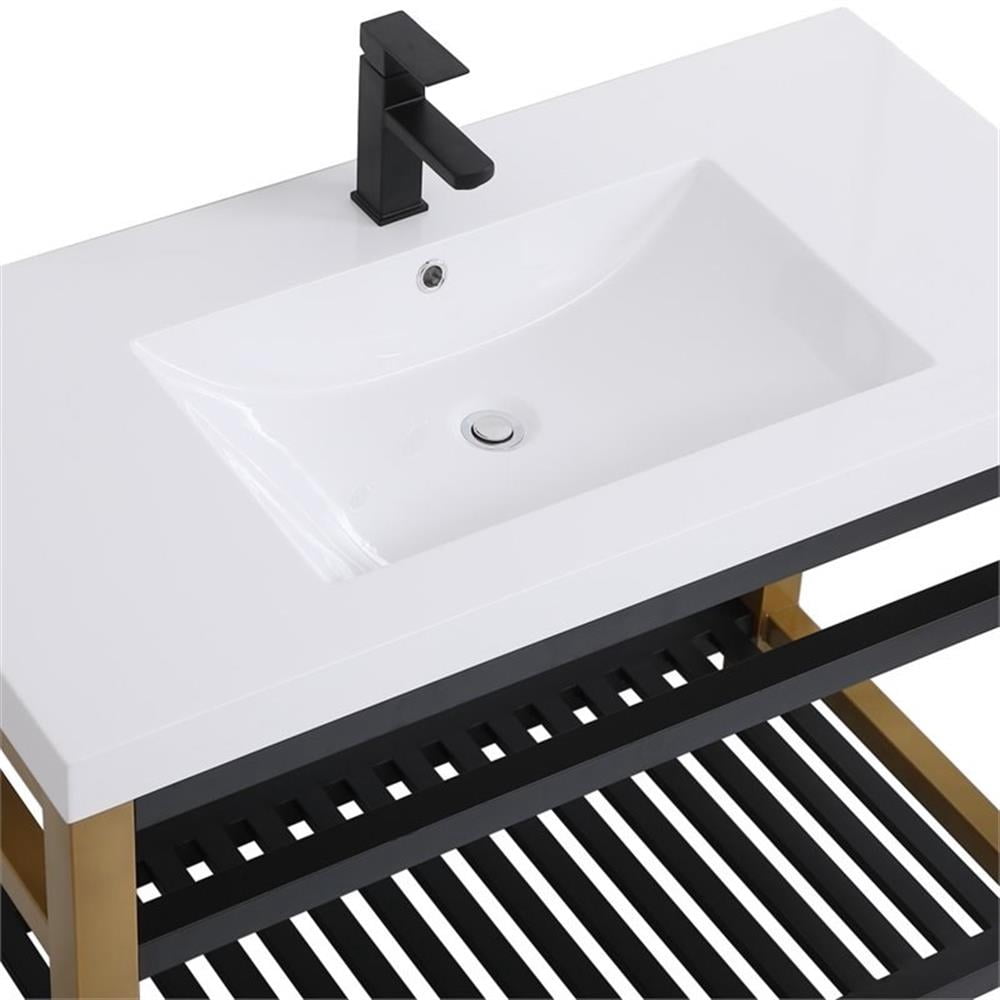 Elegant Kitchen and Bath 42 inch Single Bathroom Metal Vanity in Golden Black