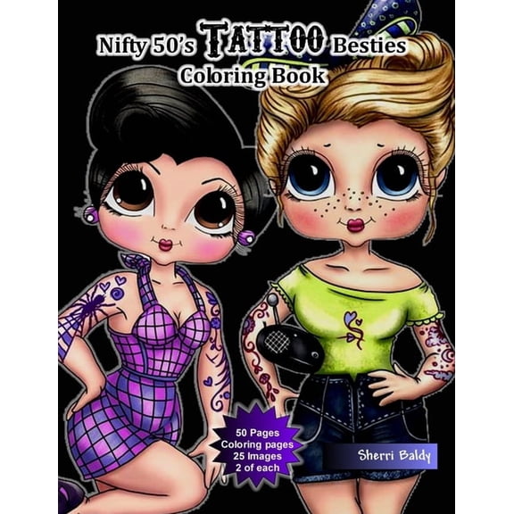Nifty 50's Tattoo Besties Coloring Book, (Paperback)