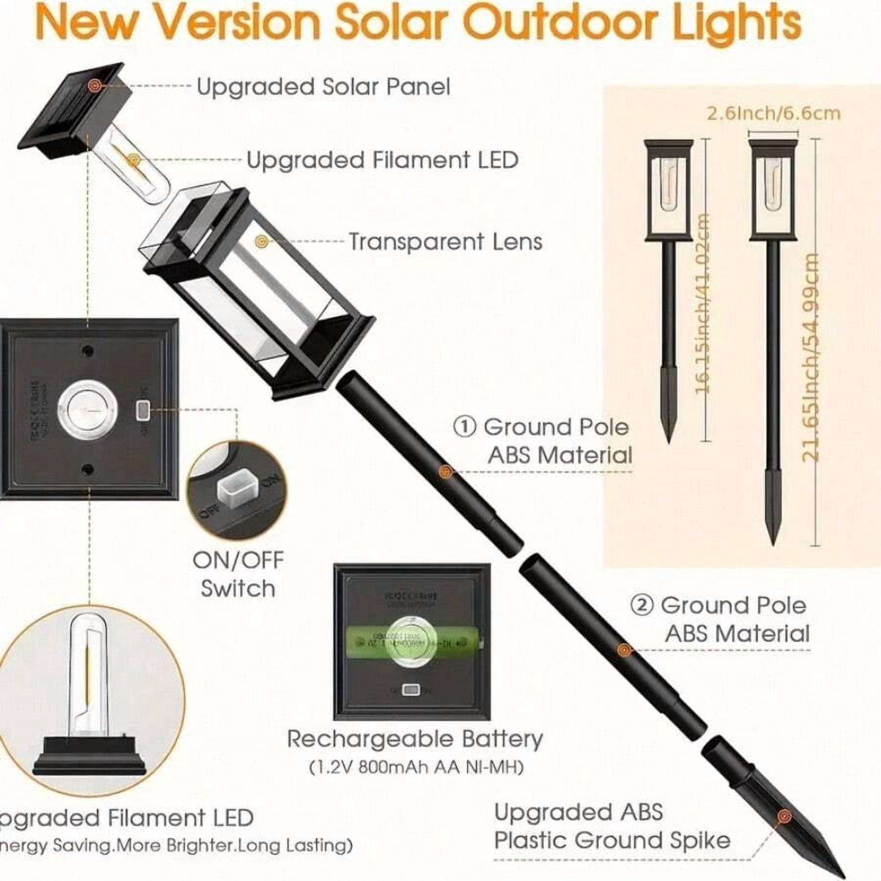 8 Pack Solar Tungsten Lawn Lights, Outdoor IP44 Waterproof, 500mAh LED Patio Ground Plugs, Retro Design For Villa, Landscape, Lawn, Sidewalk, Patio, Garden.