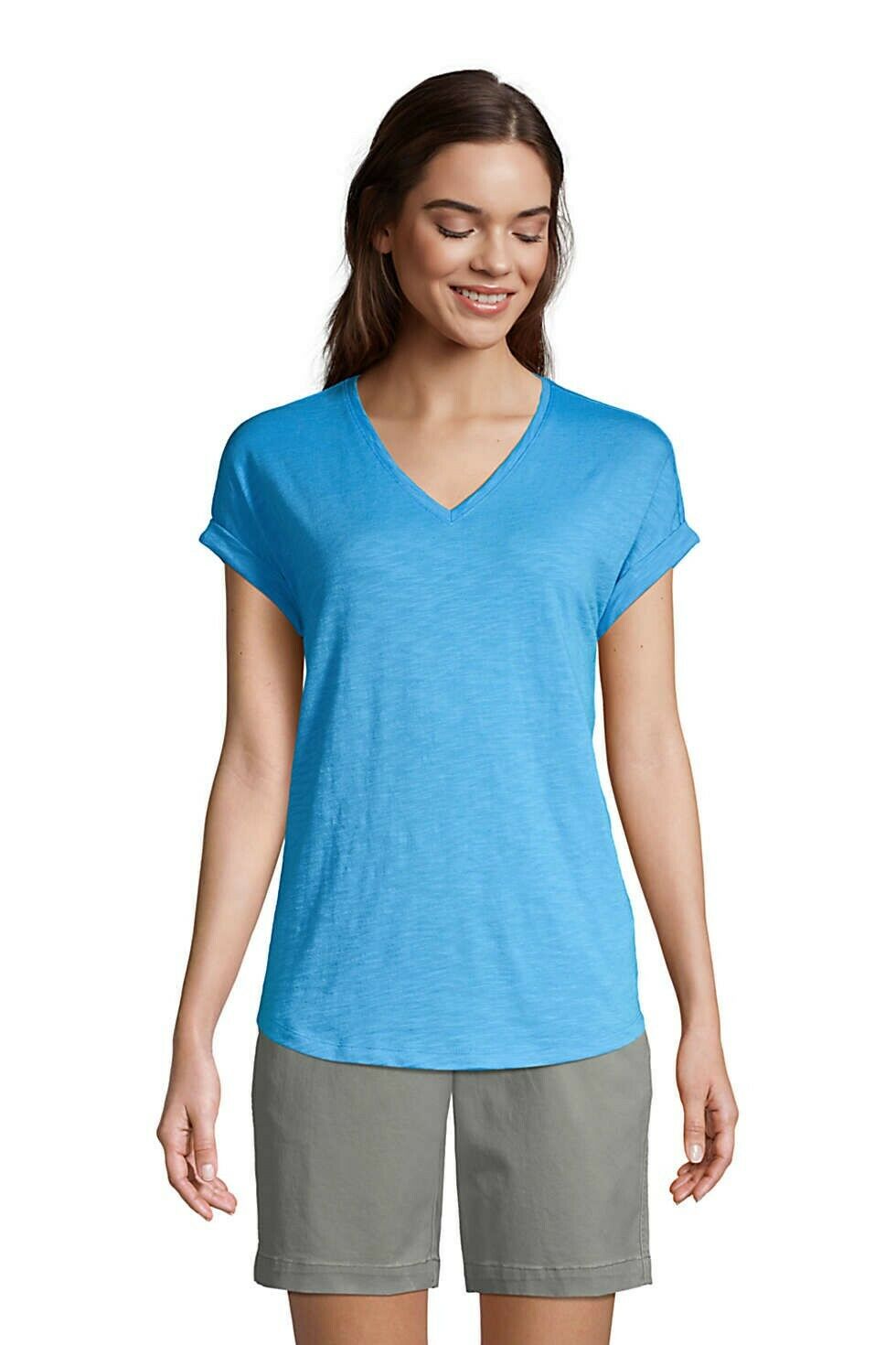 Lands' End Jersey Short Sleeve V-Neck T 