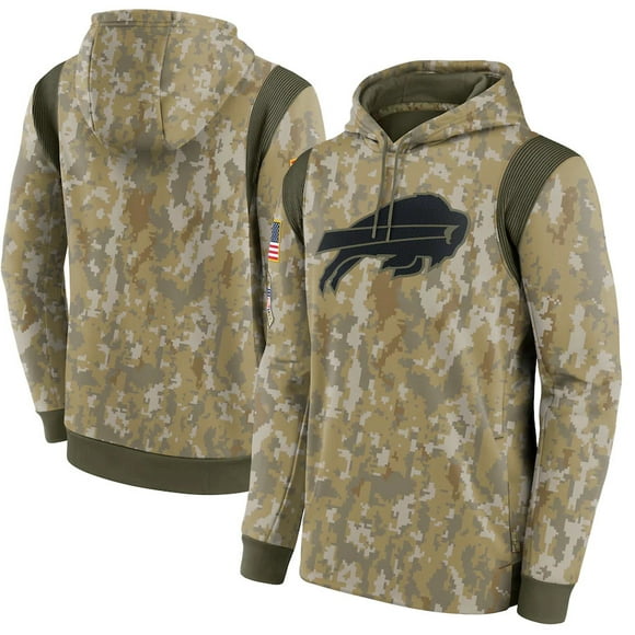 Buffalo Bills Camo 2021 Salute To Service Therma Performance Pullover Hoodie(XXL)