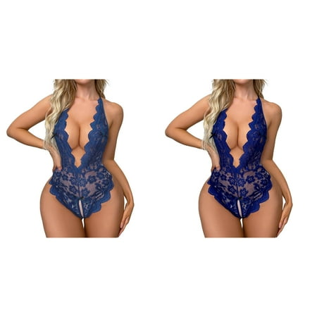 (2-Pack) Kcodviy Women Flower Print Plus Size for Women Valentines Day Mesh Lace Big Bust for Women 1 Pieces Bodysuit Sparkly for Women Unde