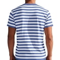 thumbnail image 4 of Yifymode Men's Horizontal Stripe Crew Neck Short Sleeve T-Shirt, Classic Fit Soft Fabric Casual Top Blue 2XL, 4 of 4