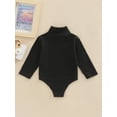 thumbnail image 4 of nvzhuang Infant Baby Spring Romper, Solid Color Long Sleeve Turtleneck High Stretch Jumpsuit for Boys Girls, 4 of 9