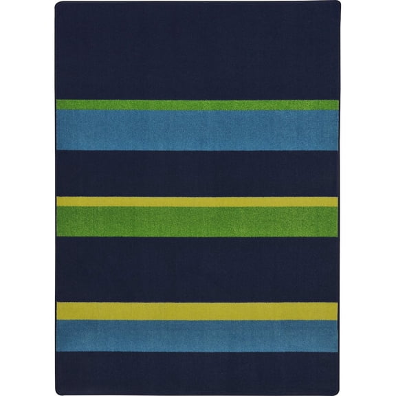 Joy Carpets Kid Essentials Straight and Narrow 5'4" x 7'8" Area Rug in Color Navy