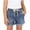 Blue, variant on Girls Denim Shorts Drawsting Waist Cuffed Hem Shorts Summer Casual Comfy Jorts with Patchwork Pockets for 5-15 Years