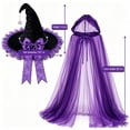thumbnail image 3 of Women'S Halloween Witch Costume Hat And Sheer Cape Cloak For Cosplay Role Play Masquerade Party Stage Performance Seasonal Dress Up Outfit, 3 of 7