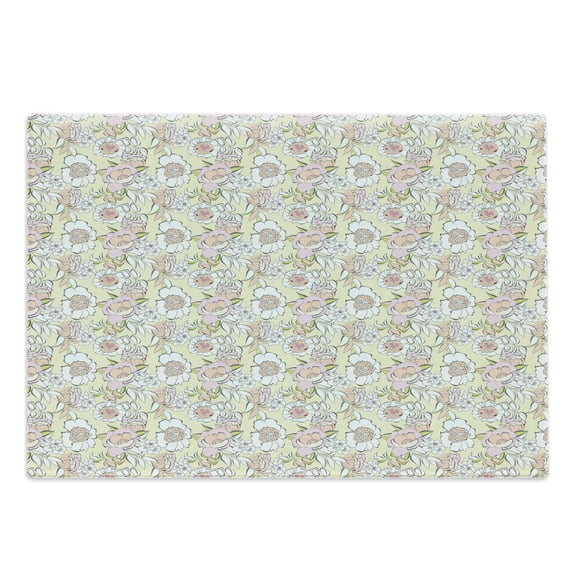 Floral Cutting Board, Pastel Tones Illustration Abstract Flowers Romance with Delicate Motif Print, Decorative Tempered Glass Cutting and Serving Board, in 3 Sizes, by Ambesonne