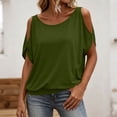 thumbnail image 2 of Tqcoqu Womens Summer Cold Shoulder Tops,Short Sleeve T Shirts Pullover Casual Dolman Blouses,Army Green Women's S-XXXL, 2 of 10