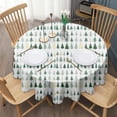 thumbnail image 3 of Green Christmas Tree Pattern Round Tablecloth 60"x60",Wrinkle Wipeable Table Cloth for Kitchen Dining Room Picnic Patio Party, 3 of 6