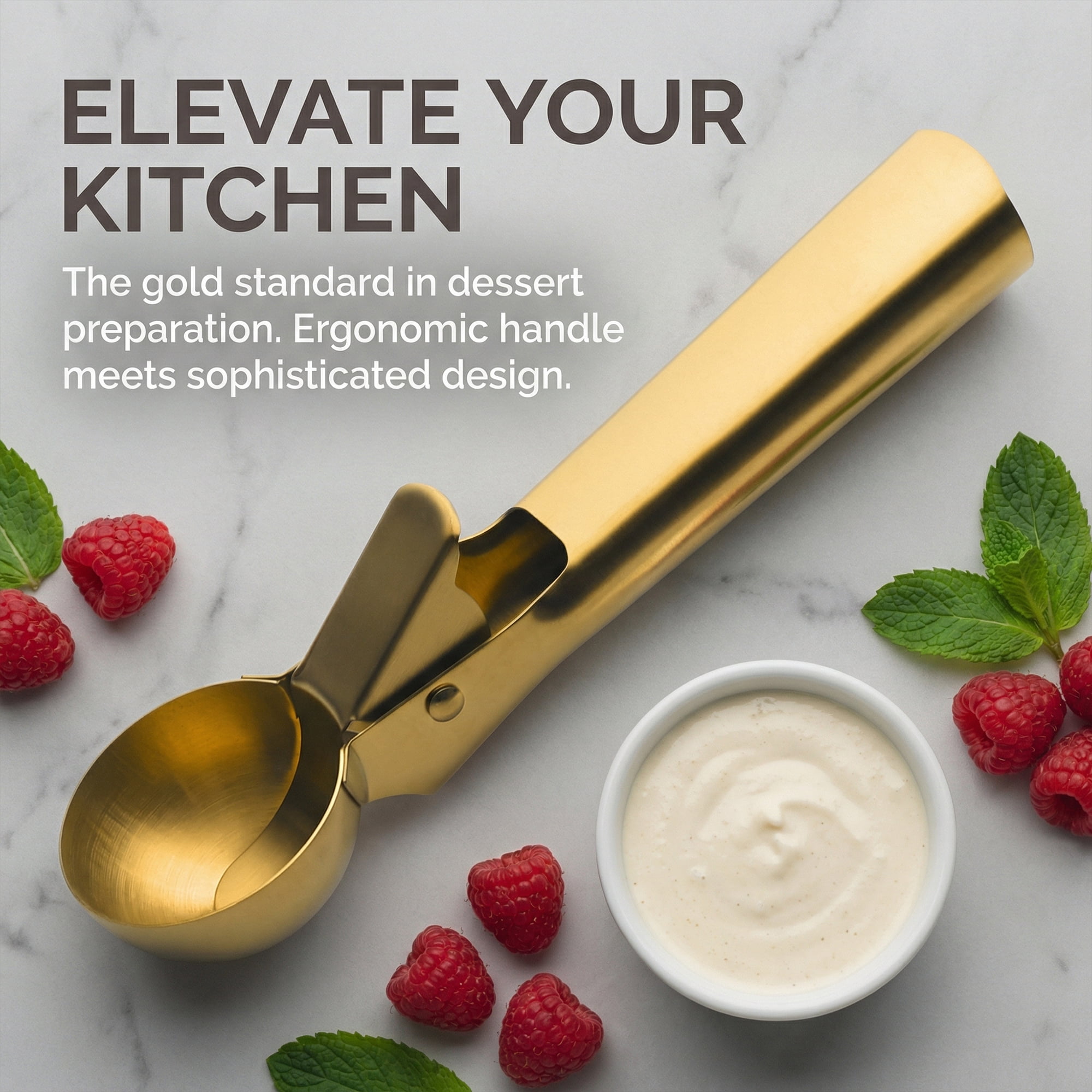 Unique Bargains Stainless Steel Pop-out Scooper with Handle Gold