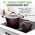 thumbnail image 2 of NutriChef Utensilios de cocina antiadherentes Excilon Home Kitchen Ware Juego de ollas y sartenes con cacerola, sartenes, ollas, tapas, utensilios sin PTFE/PFOA/PFOS, 11 piezas, Diamante morado, Talla, 2 of 5