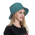 thumbnail image 2 of PAYOHTO Leafy Trellis on Teal Bucket Hats for Women Men, Beach Summer Outdoor Fisherman Hat for Boy Girl, 2 of 8