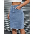 thumbnail image 6 of Womens Medium Wash Denim Pencil Skirt Knee Length Casual Fit, 6 of 29