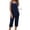Navy Blue, variant on Ekouaer Capri Pajama Sets for Women 2 Piece Soft Cute Pjs Round Neck Sleeveless Lounge Set for Summer Sleepwear