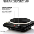 thumbnail image 2 of Ovente Powerful Electric Cast Iron Burner 7 Inch Single Plate with Temperature Knob, Non Slip Rubber Feet, 1000 Watts, Compact and Lightweight, Heat Up in Seconds, Easy to Clean, Black (BGS101B), 2 of 7