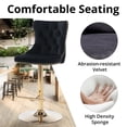 thumbnail image 4 of Swivel Bar Stools Set of 2, Adjustable Counter Height Barstools with Nailheads Trim, Button Tufted Back and Golden Footrest, Velvet Bar Chairs for Home Bar Kitchen Island, Black, 4 of 7