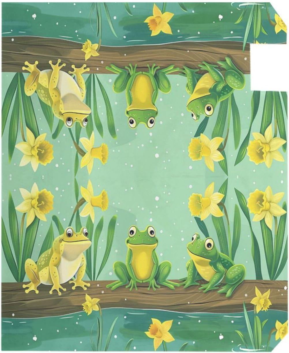 Cute Frogs and Daffodils Yellow Flowers Magnetic Mailbox Cover MailWraps Garden Yard Home Decor for Outside Standard Size-18"x 20.8"6…