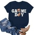 thumbnail image 4 of TSADFHJI Chemises pour Femmes Coton Manches Courtes Col Rond Rugby Imprimé Lettre TG Marine, 4 of 5