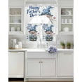 thumbnail image 4 of Happy Father's Day Kitchen Curtains Sets 36 Inch Length with Valance, Blue Gnomes Floral Botanical Swag Valances and Tiers Curtain Set Drapes Swag Curtains for Living Room, Bathroom, Bedroom, Cafe, 4 of 6
