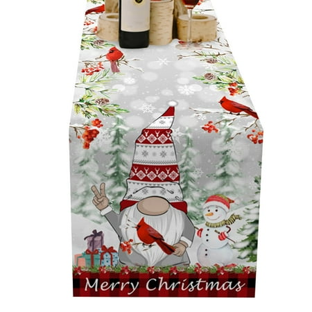 

Christmas Table Runner Single Side Printed Santa Kitchen Dining Table Decor