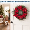 thumbnail image 6 of Christmas Wreath 20 Inch Artificial Red Poinsettia Pine Cone Berry Wreath for Front Door Holiday Decor, 6 of 9