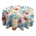 thumbnail image 4 of Pioneer Flower Floral Print Pattern Round Tablecloth 60"x60",Wrinkle Wipeable Table Cloth for Kitchen Dining Room Picnic Patio Party, 4 of 6