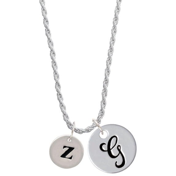 Delight Jewelry Silvertone Disc 1/2'' Initial - z - Silvertone Script Initial Disc - G - Charm Necklace, 20"+3"