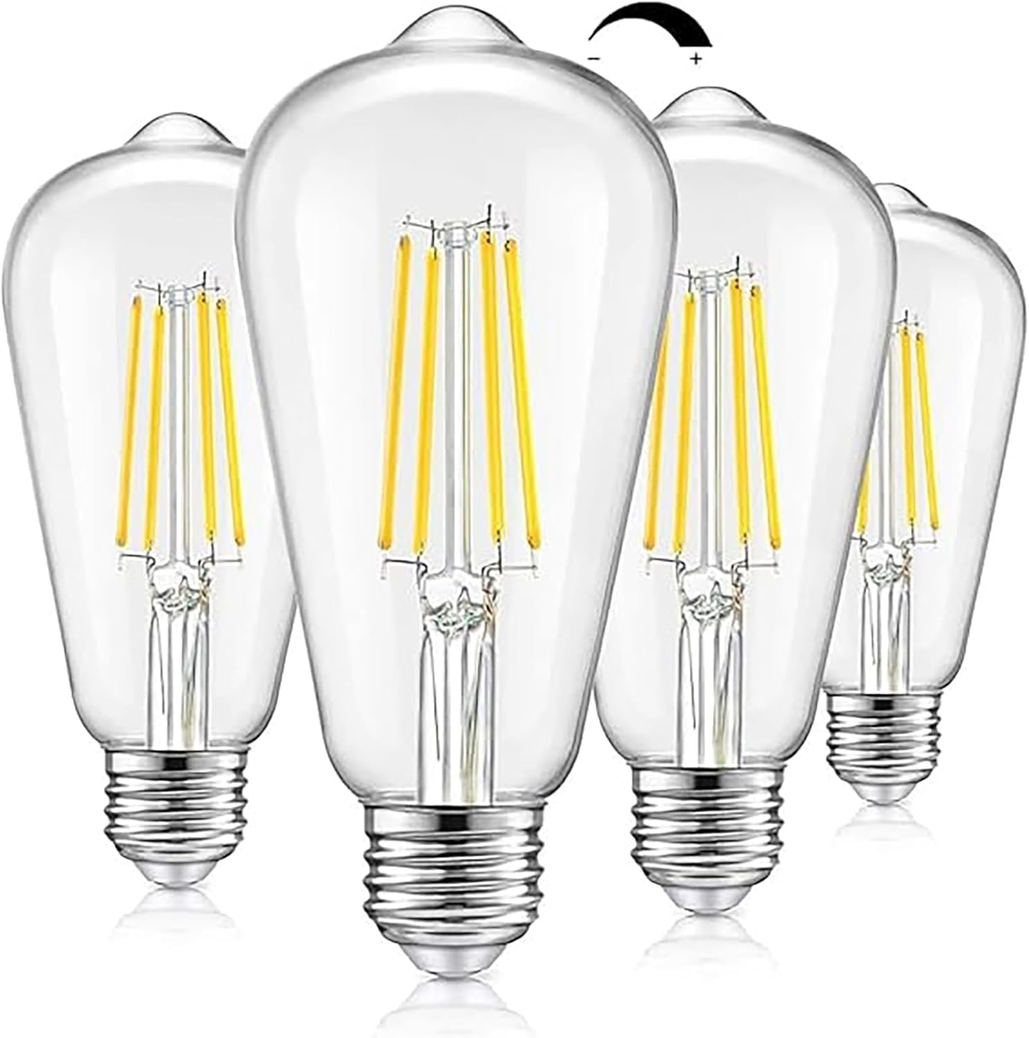 LXYWXS-Vintage LED Dimmable Edison Light Bulbs 100W Incandescent Equivalent, 8W 1200Lumens, E26 Base LED Filament Bulb, 5000K Daylight White, ST64/ST21 Antique Clear Glass for Home, Reading, Bathroom