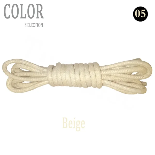Lacets Ronds Solides en Coton Ciré Lacets en Polyester Durables Lacets de Chaussures Oxford Lacets de Bottes Lacets en Cuir Imperméables 11 Couleurs 5 Beige 60cm