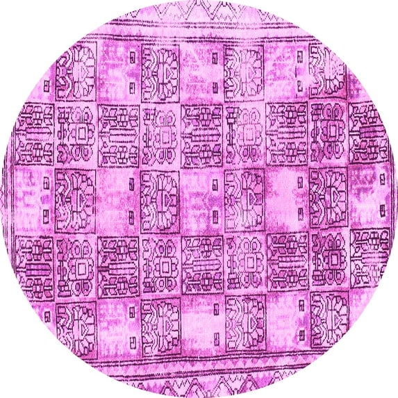 Ahgly Company Indoor Round Abstract Pink Modern Area Rugs, 4' Round