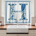 thumbnail image 2 of Ambesonne Letter H Kitchen Curtains, Azulejo Frame, 55"x39", Blue Yellow Orange, 2 of 3