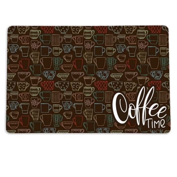 Coffee Time Coffee Bar Mat Coffee Machine Mat Coffee Maker Mat Washable Coffee Placemat Counter Mat Pad for Coffee Bar Decor, Coffee Lover Gift